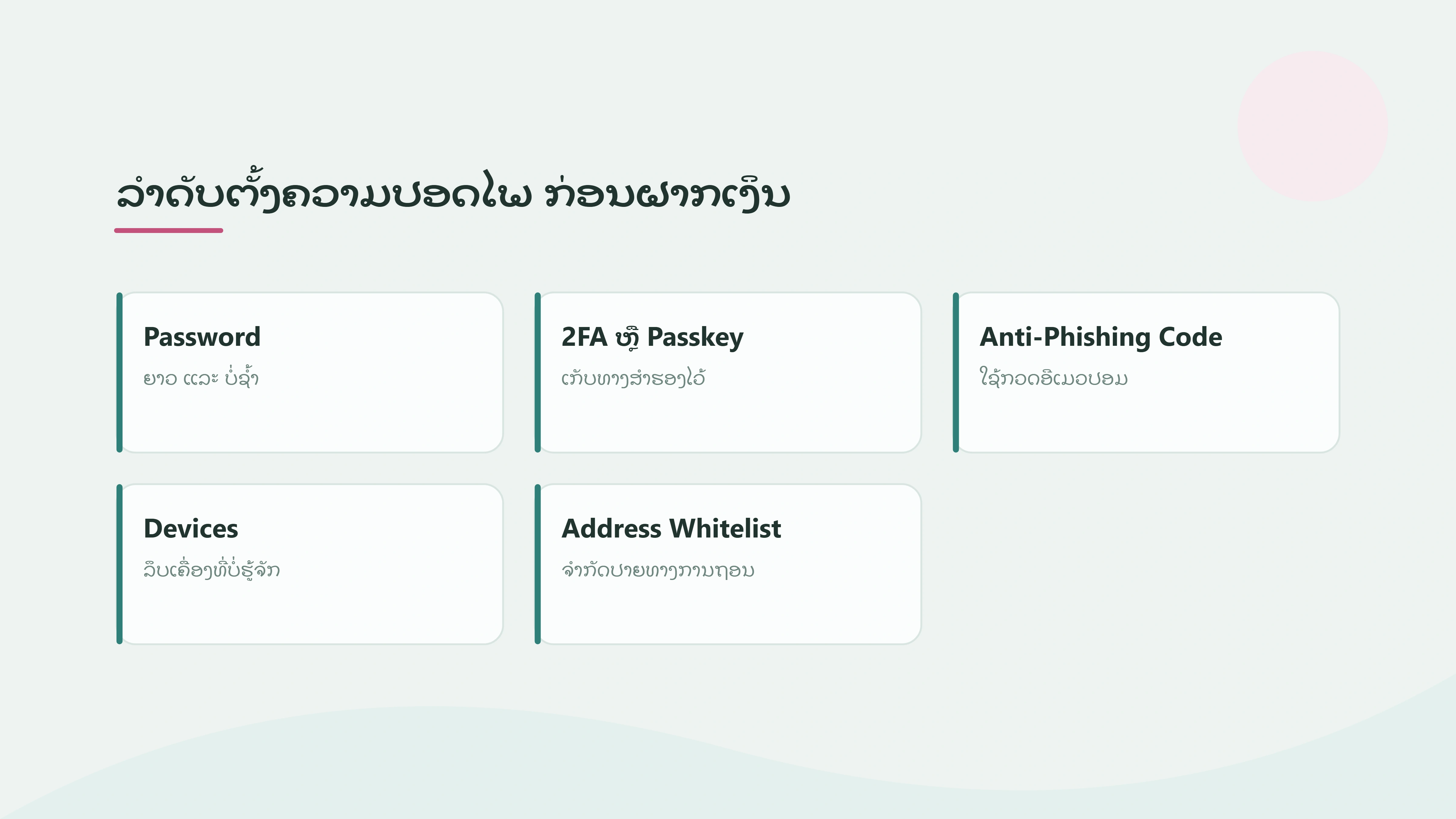 ຕັ້ງຄວາມປອດໄພ Binance: 2FA, Passkey ແລະ Anti-Phishing Code